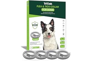 TRIOAK 4 Pack Flea Collar for Dogs, Flea and Tick Collar for Dogs, Tick Collar for Dogs, Dog Flea and Tick Collar, Dog Flea Collar, Tick Collar, Flea and Tick Prevention for Dogs-Gray