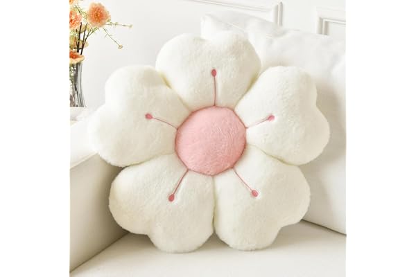 Flower Pillow, Cute Daisy Decorative Throw Pillows, White, 15 Inches | Cute Soft Accent Pillow with Soft Plush for Couch Bed,