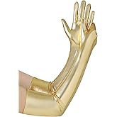 BABEYOND Long Gloves for Women - Shiny Metallic Wet Look Elbow Length Stretchy Halloween Costumes