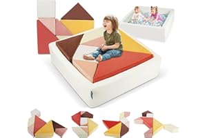 Heypappy Kids Play Sofa, Tangram Square Puzzles Couch Furniture, Modular Kids Play Couchs Furniture, Puzzle Solving Couch Building Fort for Playroom Bedroom Boys Girls Teens, Dawn