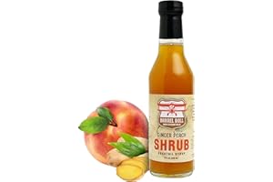Barrel Roll Bar Essentials Ginger Peach Drinking Shrub | Craft Cocktail Mixer with Real Peach & Fresh Ginger Root | Perfect for Bourbon, Whiskey, Vodka, Tequila, Spritzers & Mocktails | Small-Batch Mixer – 8 Ounce Bottle