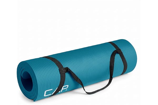 CAP Barbell 1/2-Inch High Density Exercise Yoga Mat with Strap | Multiple Options