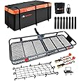 MeeFar Folding Hitch Mount Cargo Carrier Basket 60" X 20" X 6"+Waterproof Cargo Bag 16 Cubic Feet(58" 19" 24"),Hauling Weight Capacity of 500 Lbs and A Folding Arm.with Hitch Stabilizer,Net and Straps