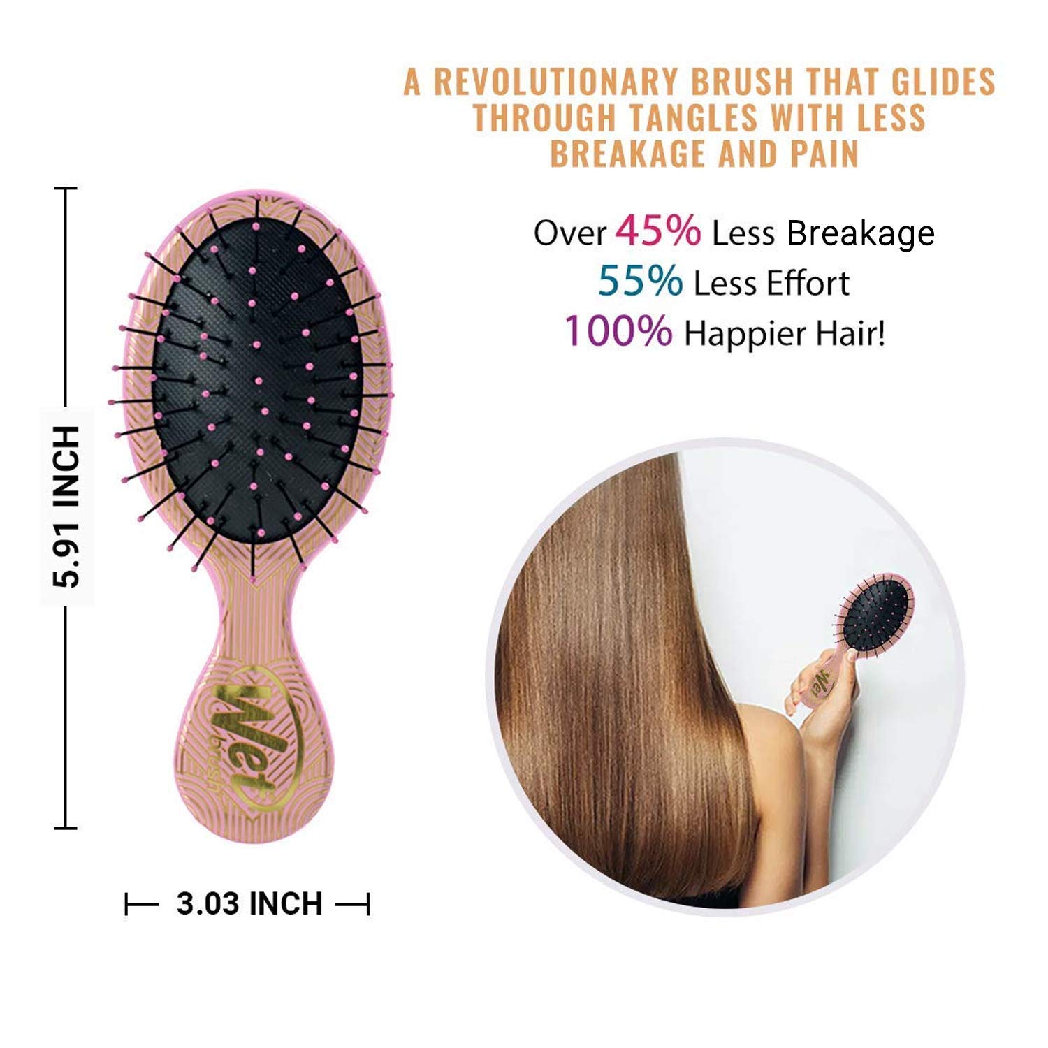 Wet Brush Hair Brush Mini Detangler - Confetti - Exclusive Ultra-soft IntelliFlex Bristles - Mini Detangler Protects Against Split Ends and Breakage - For Women, Men, Wet And Dry Hair : Beauty