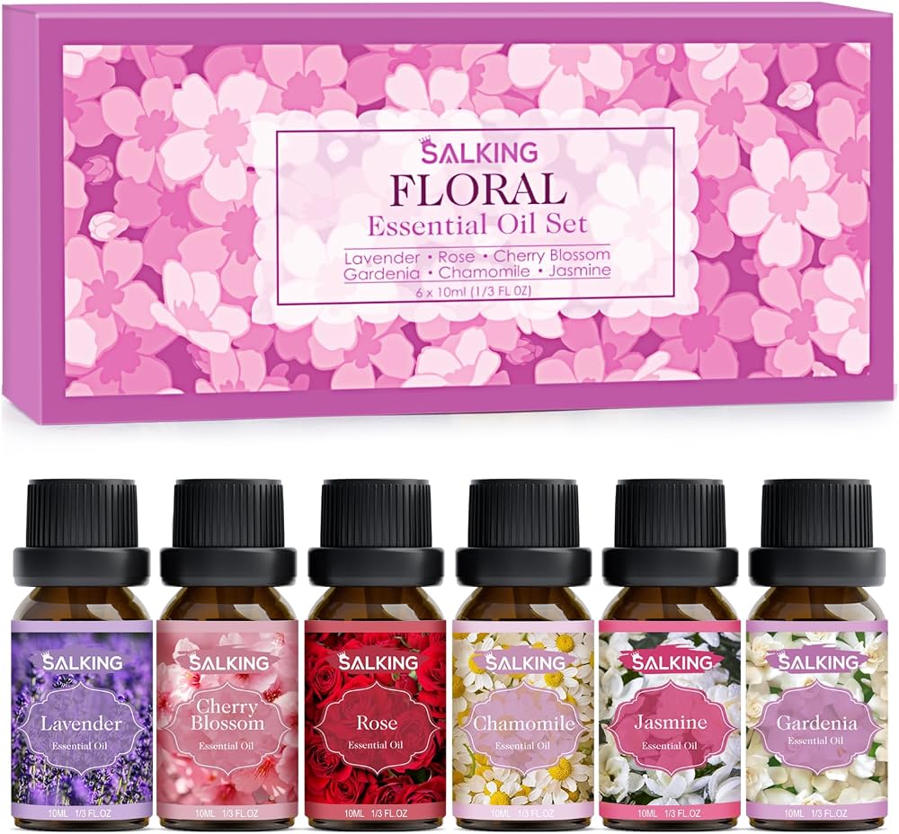 SALKIN Essential Oils Set 6 x 10 ml Lavender Rose Jasmine Cherry Blossom