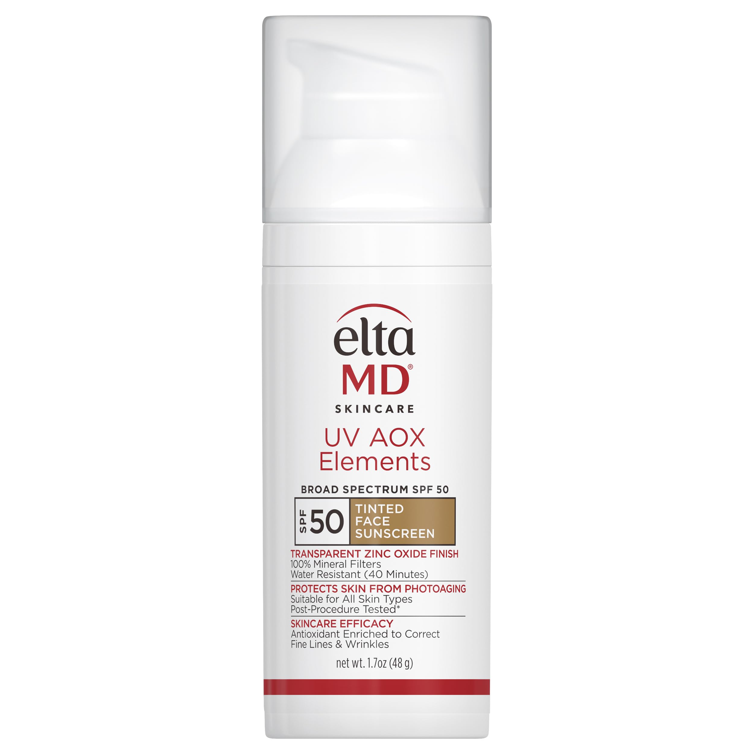 Photo 1 of EltaMD UV AOX Elements Tinted Mineral Face Sunscreen Lotion, Tinted Moisturizer for Face SPF 50 with Antioxidants, For Dry Sensitive Skin 1.7 oz Pump
