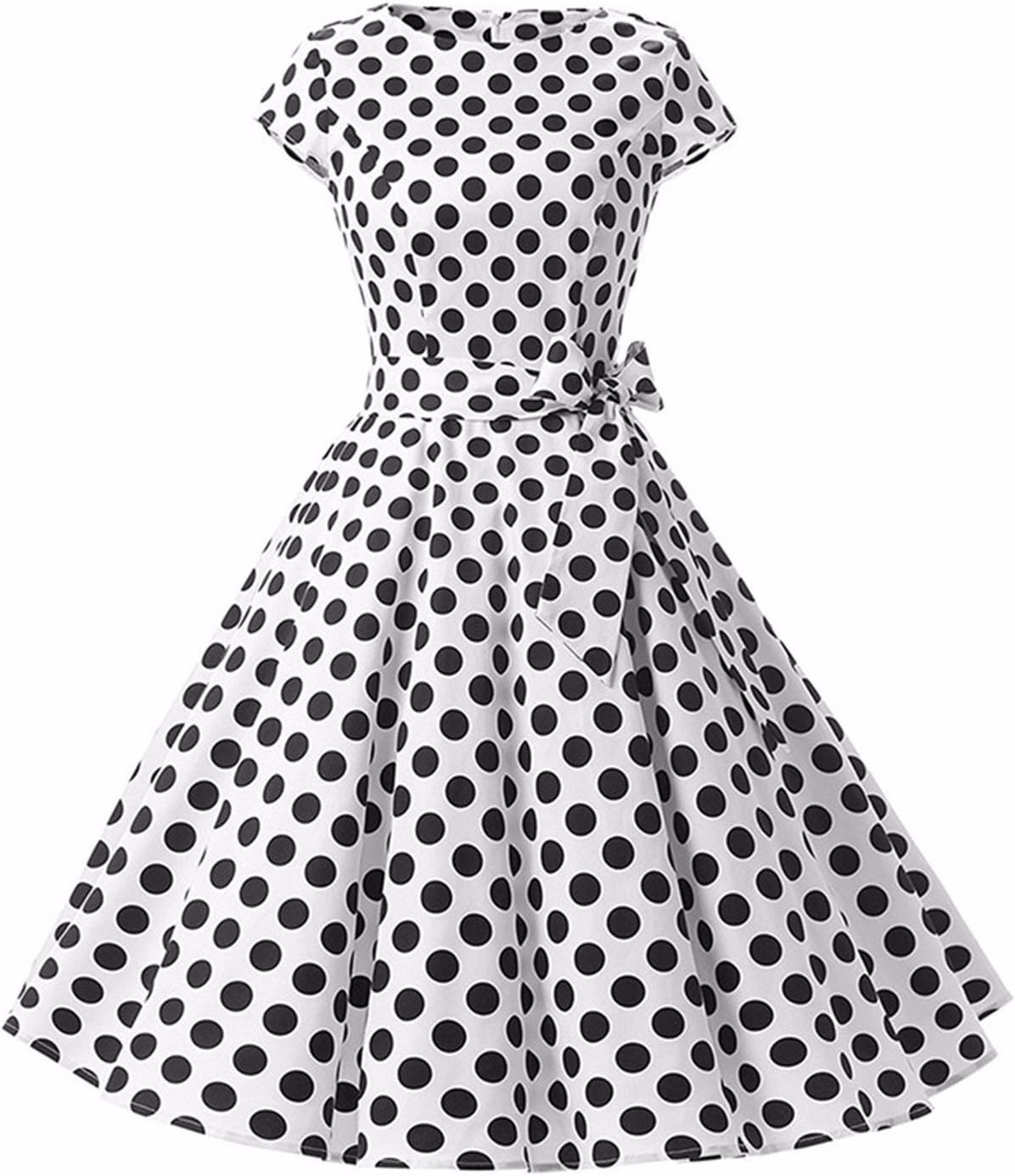 GIKING Women's Vintage Hepburn Cocktail Dress Bridesmaid 1950s Swing Party Dress
