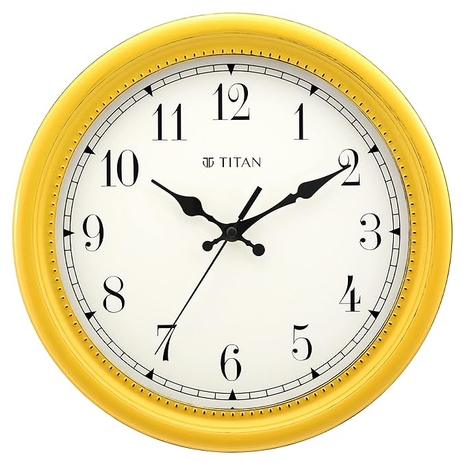 Buy Titan Classic Yellow Wall Clock with Distressed Finish 30.0 cm x