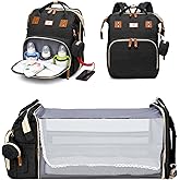 JSTPRO Diaper Bag Backpack, Large Waterproof Lightweight Diaper Bag with Changing Station, Insulated Pockets, USB Port, Travel Bag for Mom and Dad (Black)
