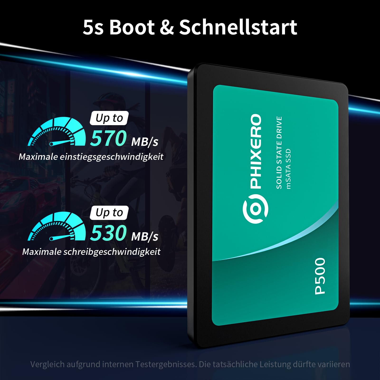 PHIXERO SSD 1TB 2.5 Zoll Interne Solid State Festplatte SATA 3 6Gb/s TLC 3D NAND & SLC Cache für Laptops/Desktop PC/Mini PC - P500 2