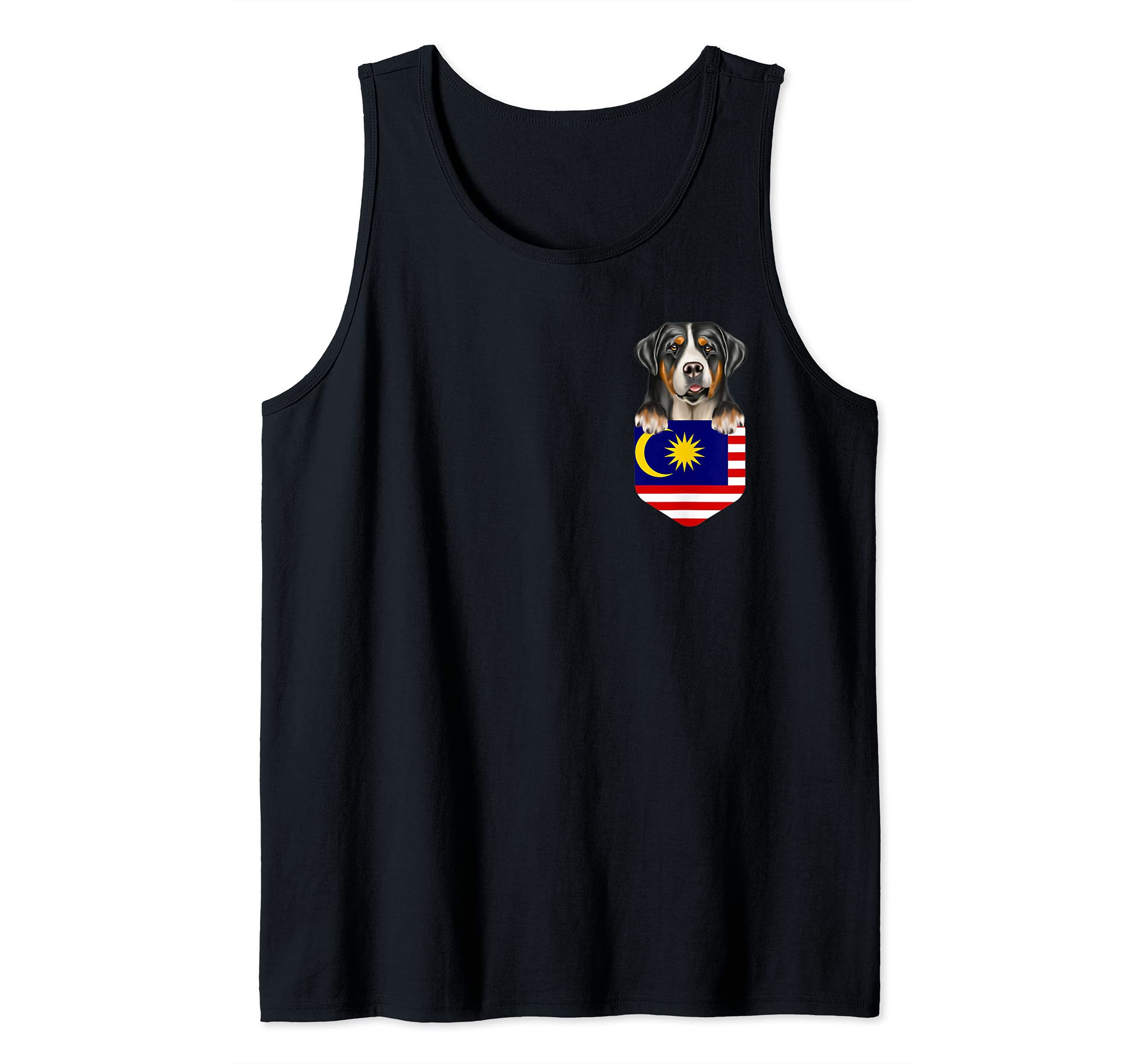 Malaysia Flag Greater Swiss Mountain Dog Dog In Pocket Tank Top