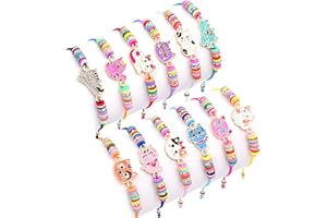 Lorfancy 12 Pcs Bracelets for Girls Kids Toddler Play Jewelry Cute Animal Cat Charm Bracelet Friendship Braided Woven Bracelets Adjustable Little Girls Dress Up Jewelry Gift