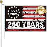 FLUUZE American 250th Anniversary Flag, Double Sided 3 ply 3 * 5 ft, American Flags for Outside, Heavy Duty, 4th of July Decorations, USA 1776-2026 250th Birthday Premium Flag with Grommets (Style 1)