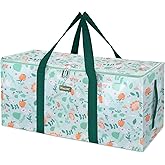 BALEINE Extra Large Storage Tote with Zippers & Carrying Handles, Heavy-Duty Oxford Fabric Moving Bags for Laundry, Space Saving, Storage, Spring Stroll