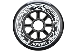AOWISH 110mm Speed Inline Skate Wheels 110 mm Roller Blades Wheel 88A Outdoor Speed Skating Shoes Replacement Wheels, Black, Set of 3