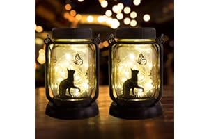 kyoryuger 3in1 Cat Solar Lanterns 2PACK Cat Lover Gifts for Women Mom Grandma Christmas Cat Gifts for Cat Lovers Cat Memory Lantern with Stake for Yard Lawn Patio Garden Decor and Bedroom Decoration