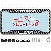 1PC for US Air Force Carbon Fiber License Plate Frames,4 Holes Aluminum License Plate Covers for USAF, Car License Plate Holder Slim Design with Gasket Cover