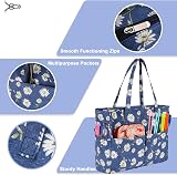 Coopay Knitting Tote Bag Daisy Craft Bag for Knitting Crochet Sewing 14x36x30cm view 2