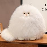 PEACH CAT Fat Cat Stuffed Animal 11.8" Big Kitten Plushies Cute Plush Toys Birthday Gifts for Kids White