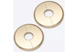 Seimneire 2 Pcs Gold 0.87 inch / 22mm Split Escutcheon Plate, Metal Pipe Cover Tube Cover Water Pipe Cover, Drain Line Cover Sink Flange Wall Collar for Bathroom Water Pipe Tube