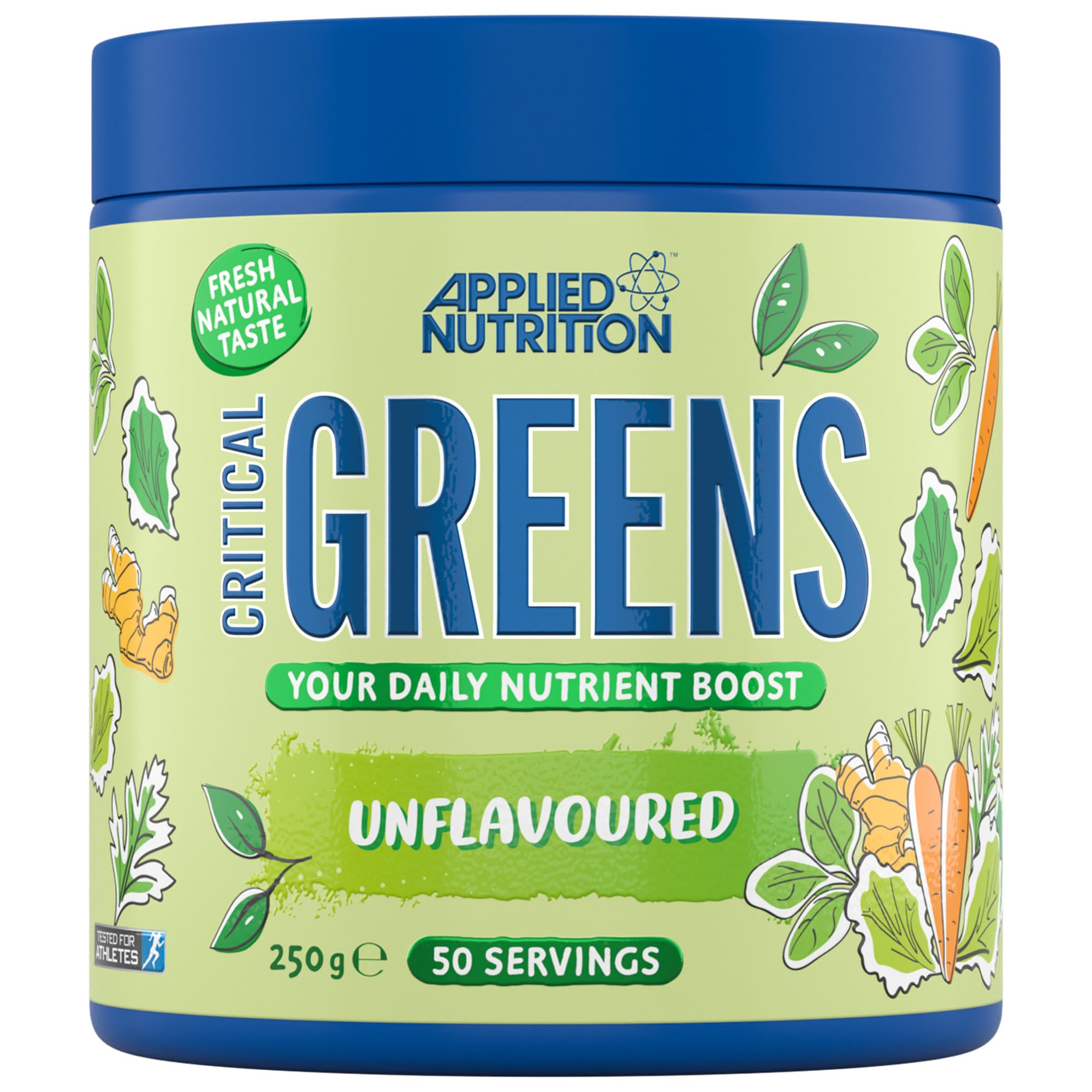 Applied Nutrition Critical Greens Powder and Superfood Blend for Gut Health Energy and Immune Support Vegan Daily Greens Juice Powder (250g - 50 Servings)