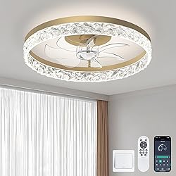 Mcestna Flush Mount Golden Ceiling Fans with Lights