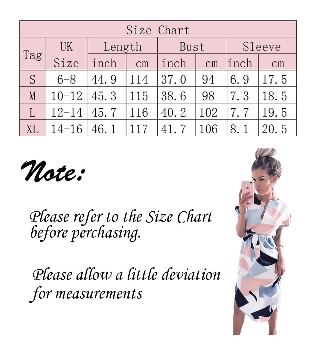 LitBud Womens Summer Dresses for Women Ladies Short Sleeve Casual Work Party Belted Shift Midi Tunic Dress UK Pink Size 6 8 S