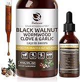 Lukaree Wormwood Black Walnut Clove Cleanse for Humans Tincture – Rapid Gut Detox & Digestive Health with Garlic Pumpkin Seeds Soursop Oregano, 10:1 Ultra-Concentrated Liposomal Tech 98% Absorption