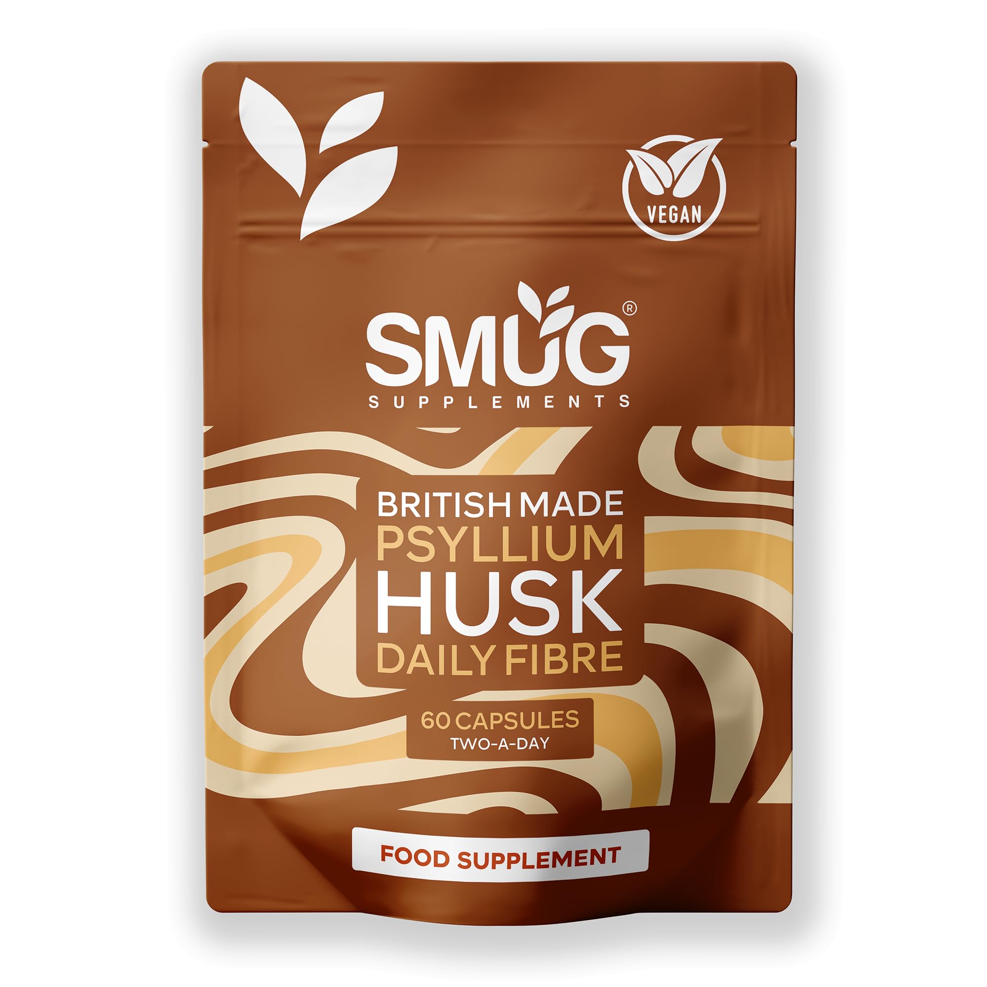 Psyllium Husk 500mg Fibre Supplement – 60 Vegan Capsules by Smug Supplements | Natural Soluble Fibre for Daily Wellness | Plant-Based, Gluten-Free, Easy to Swallow | Made in Britain