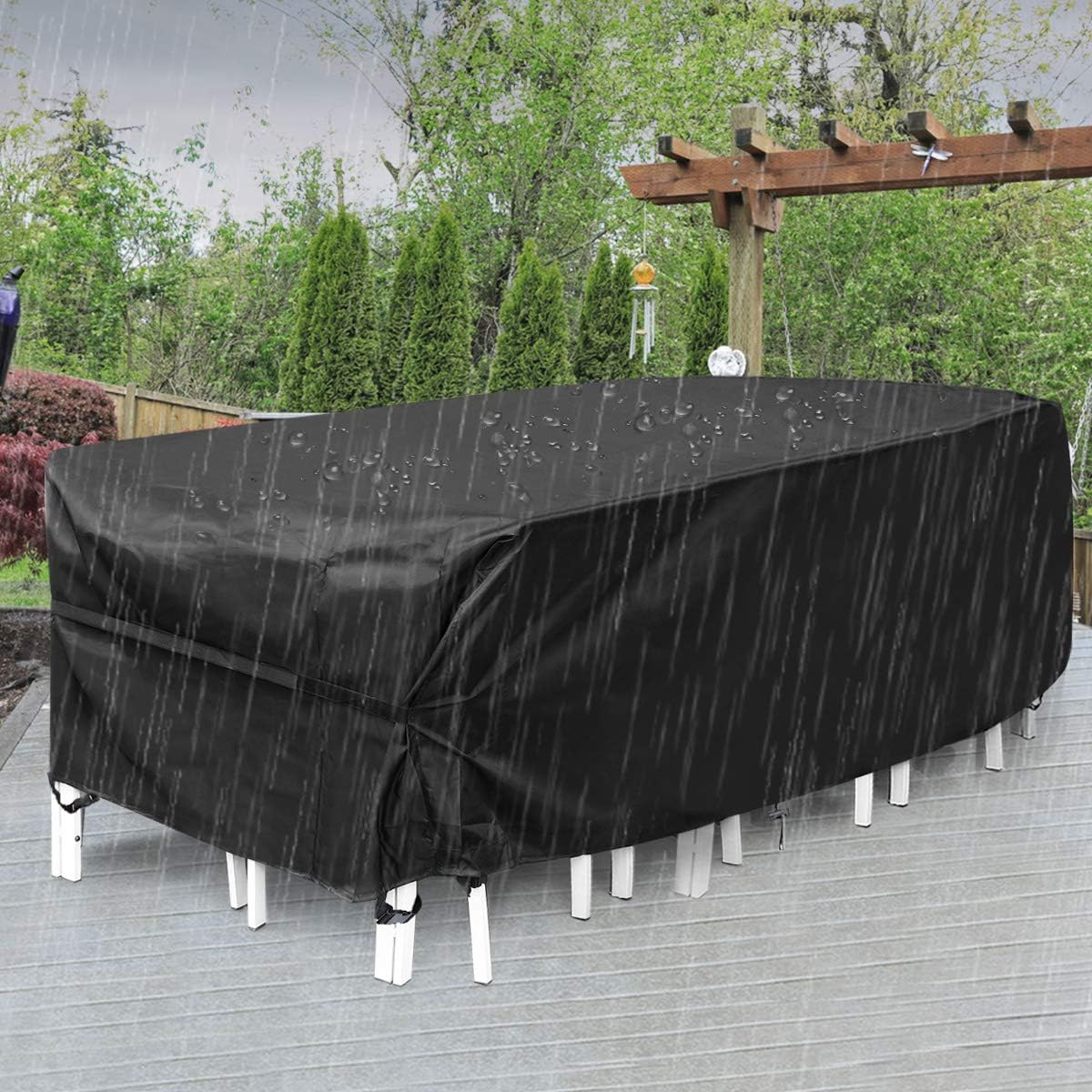 king do way Outdoor Patio Furniture Covers, Extra Large Outdoor Furniture Set Covers Waterproof, Windproof, Tear-Resistant, UV, Fits 12-14Seat (Upgraded Version 600D) 124"X70"X29" : Garden & Outdoor