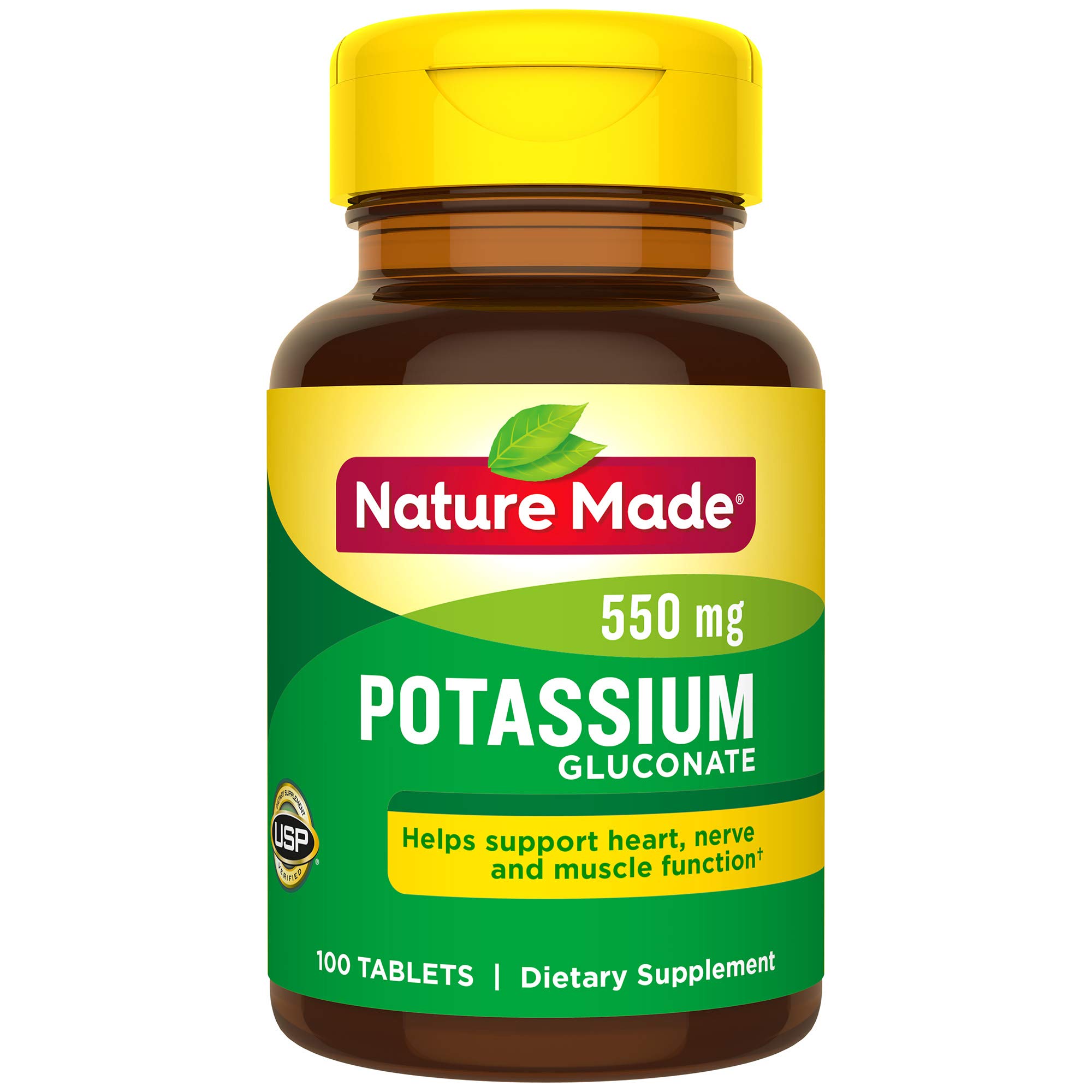 Nature Made Potassium Gluconate 550 mg Tablets, 100 Count for