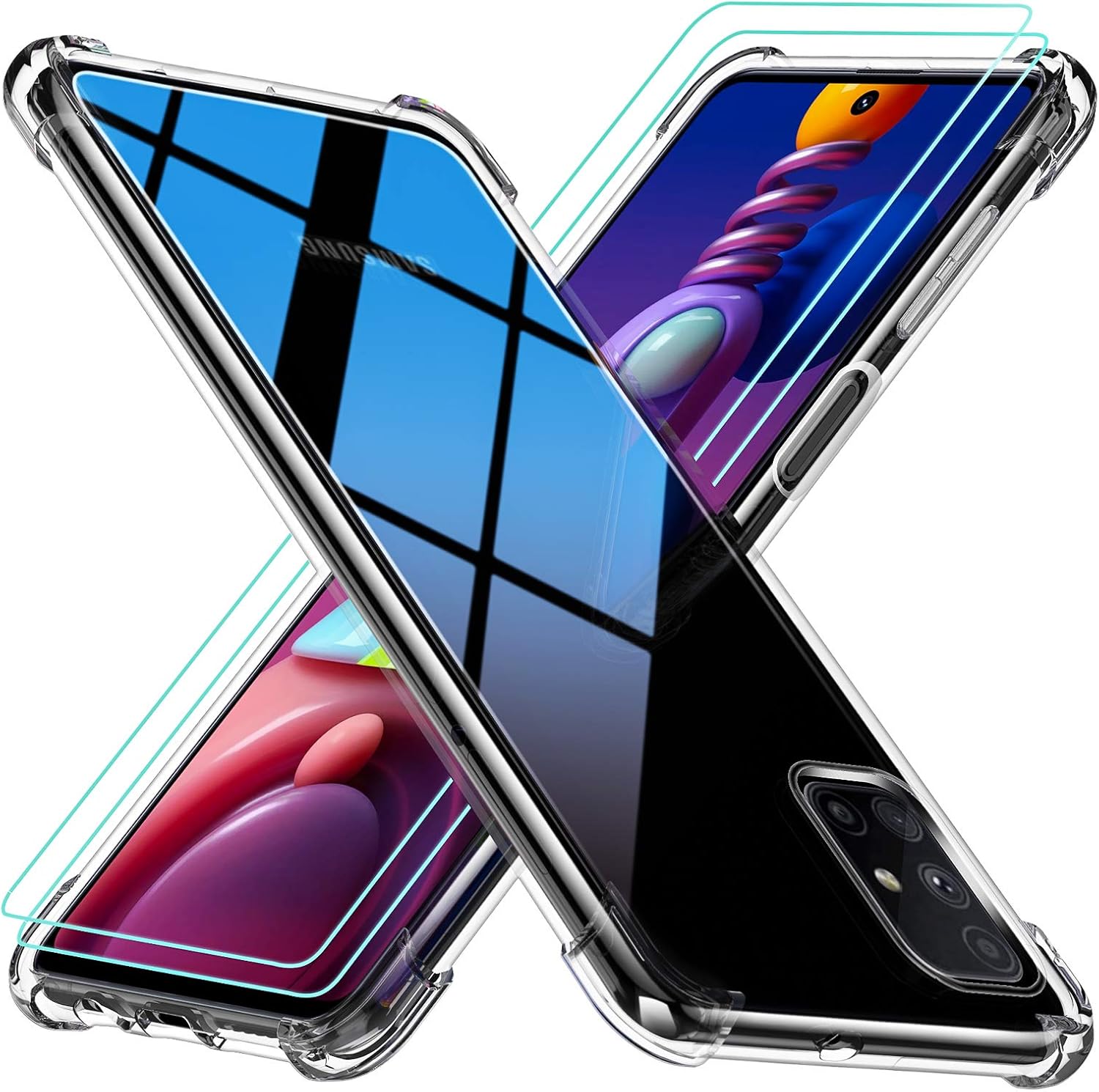 Peakally Samsung Galaxy M51 Case + 2 x Tempered Glass Amazon.co.uk