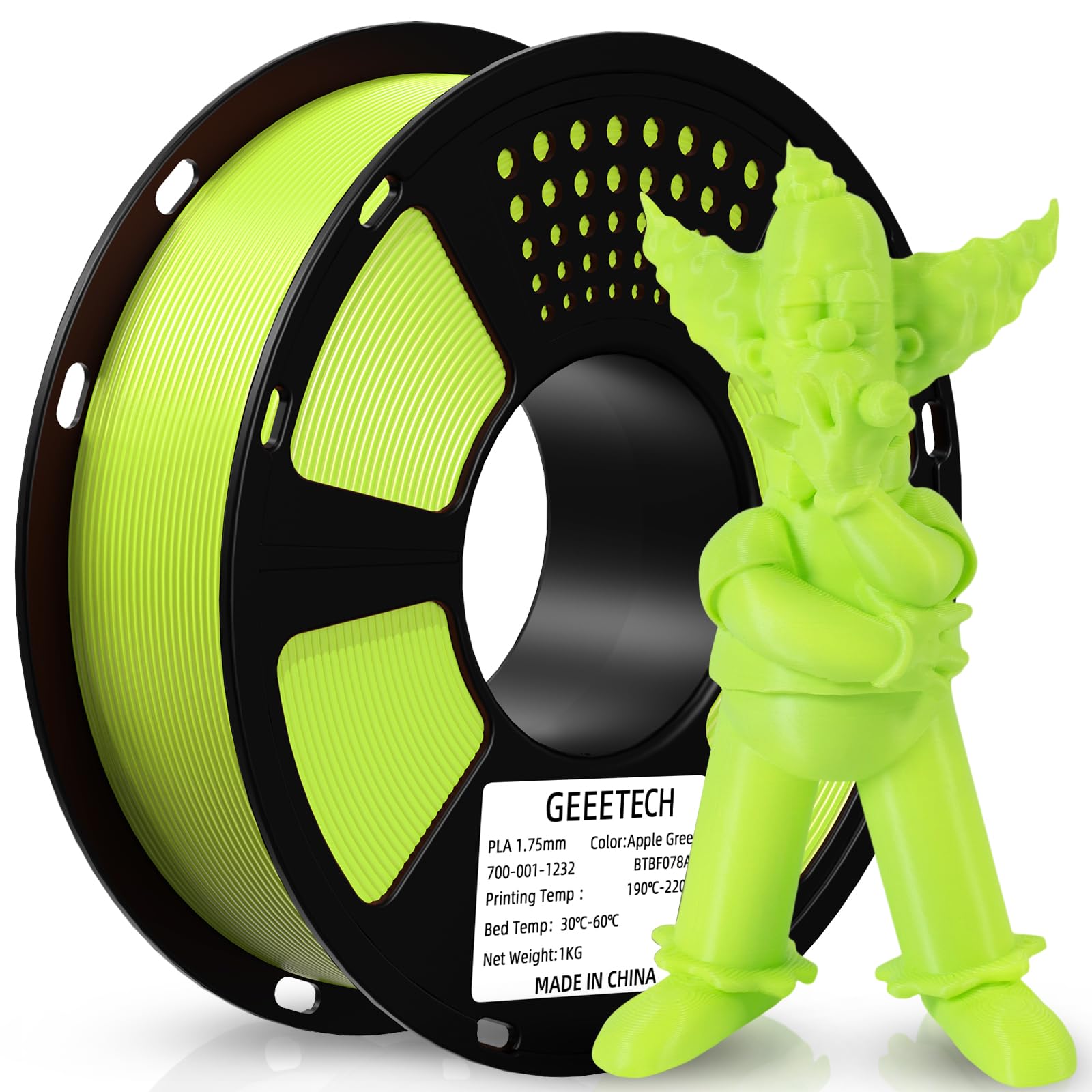 PLA Filament 1.75mm Apple Green, GEEETECH Neat Line 3D Printing Filament PLA for 3D Printer and 3D Pen, 1kg 1 Spool……