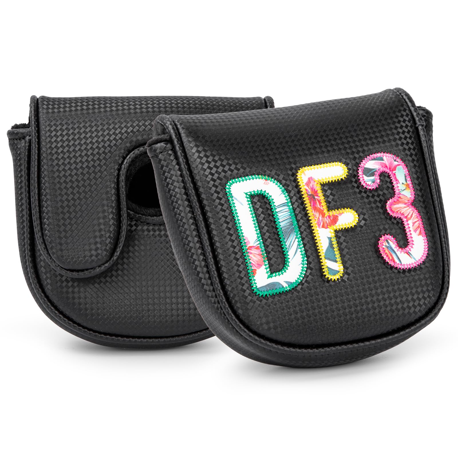 Photo 1 of Golf Putter Covers DF3 Mallet Putter Headcover Magnetic Closure Putter Covers Leather Mallet Putter Covers for DF3 Putter, Black