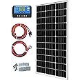Hoysicy Solar Panel Kit 100W 12V Monocrystalline,Battery Maintainer +10A Solar Charge Controller + Extension Cable with Battery Clips O-Ring Terminal for RV Marine Boat Off Grid System