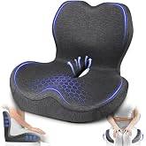 JIPORIER Seat Cushion with Back Support,Lumbar Support Pillow for Office Chair,X Large Memory Foam Chair Cushions for Sciatica Tailbone Pain Relief Coccyx Pad for Wheelchair, Car, Home, Office, Desk