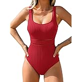 CUPSHE Women's One Piece Swimsuit Scoop Neck Textured Bathing Suit Cutouts Low Back Swimwear Wide Straps