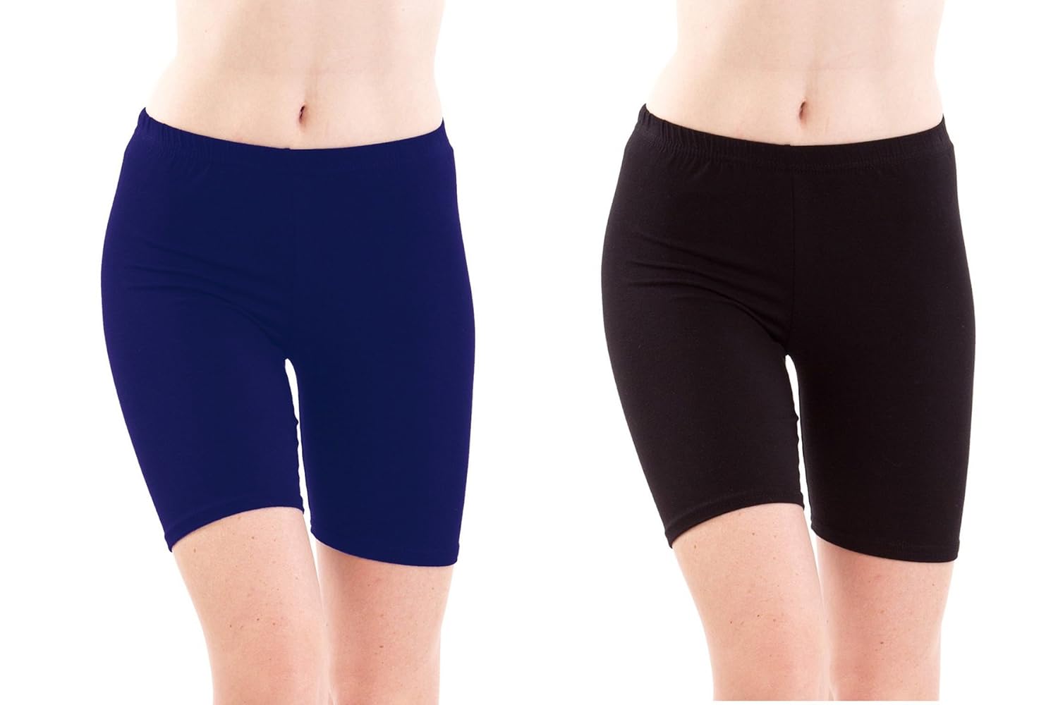 fashion line cotton cycling shorts for girls / women (dark blue & black, pack of 2)