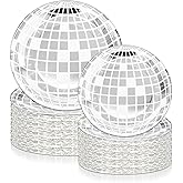 SENONAPO 120 Pcs Disco Paper Plates - Silver Foil Disposable Plates for 80s 90s Disco Ball Party, Picnic, Travel, Birthday - 7",9