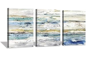 HARDY GALLERY Abstract Canvas Wall Art Prints: Seascape Painting Artwork Picture for Bedroom (16'' x 12'' x 3 Panels)
