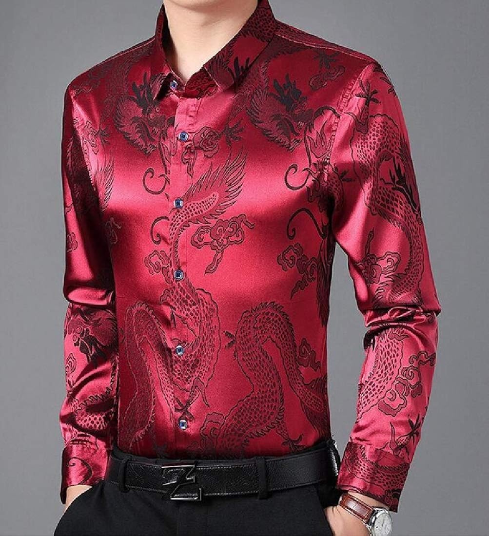 Macondoo Men Casual Long-Sleeve Faux 