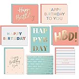 Sweetzer & Orange Set of 24 Gold Foil Bulk Birthday Cards Assortment – Bulk Happy Birthday Card with Envelopes Box Set – Asso
