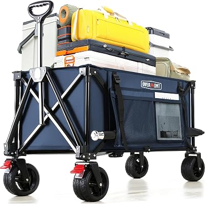 Overmont Festival Trolley on Wheels Heavy Duty Folding Wagon 330lbs Blue