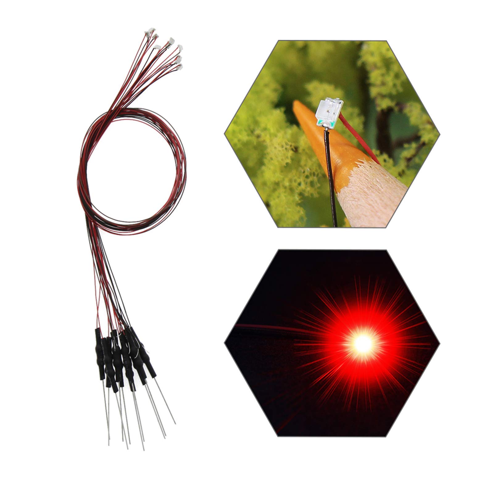 Evemodel 20Pcs Pre-soldered Red SMD Led 0805 Light 12V Wired Resistor 20cm Wire