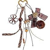 LRTJ Cute Keychains,Flowers Bag Charms for Tote Bag,Plush Purse Charms for Handbag for Women