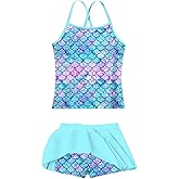 Taubow Girls Tankini Swimsuit Two Piece Bathing Suit with Adjustable Strap 3-13 Years