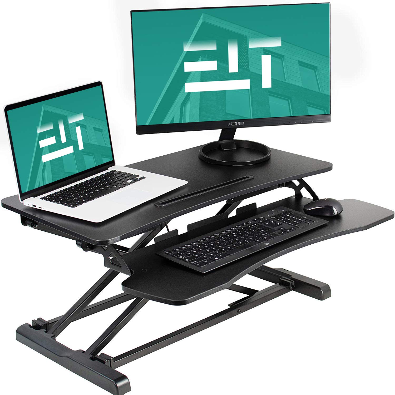 EleTab Height Adjustable Standing Desk Sit to Stand Gas Spring Riser