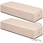 Tingjoo 2 Pcs Patio Chaise Lounge Cover Waterproof Outdoor Lounge Chair Cover 30" D x 83" W x 12" H UV Resistant with Handle Strap for Furniture Protection (Tan)