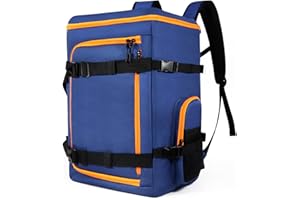 Bevalsa 60L Ski Boot Bag Backpack, 900D Waterproof Snowboard Boot Bag, Skis & Snowboard Combo Bag, Ski Helmet Bag Travel Bag for Ski Helmet, Goggles, Gloves, Skis, Snowboard & Accessories (Dark Blue)