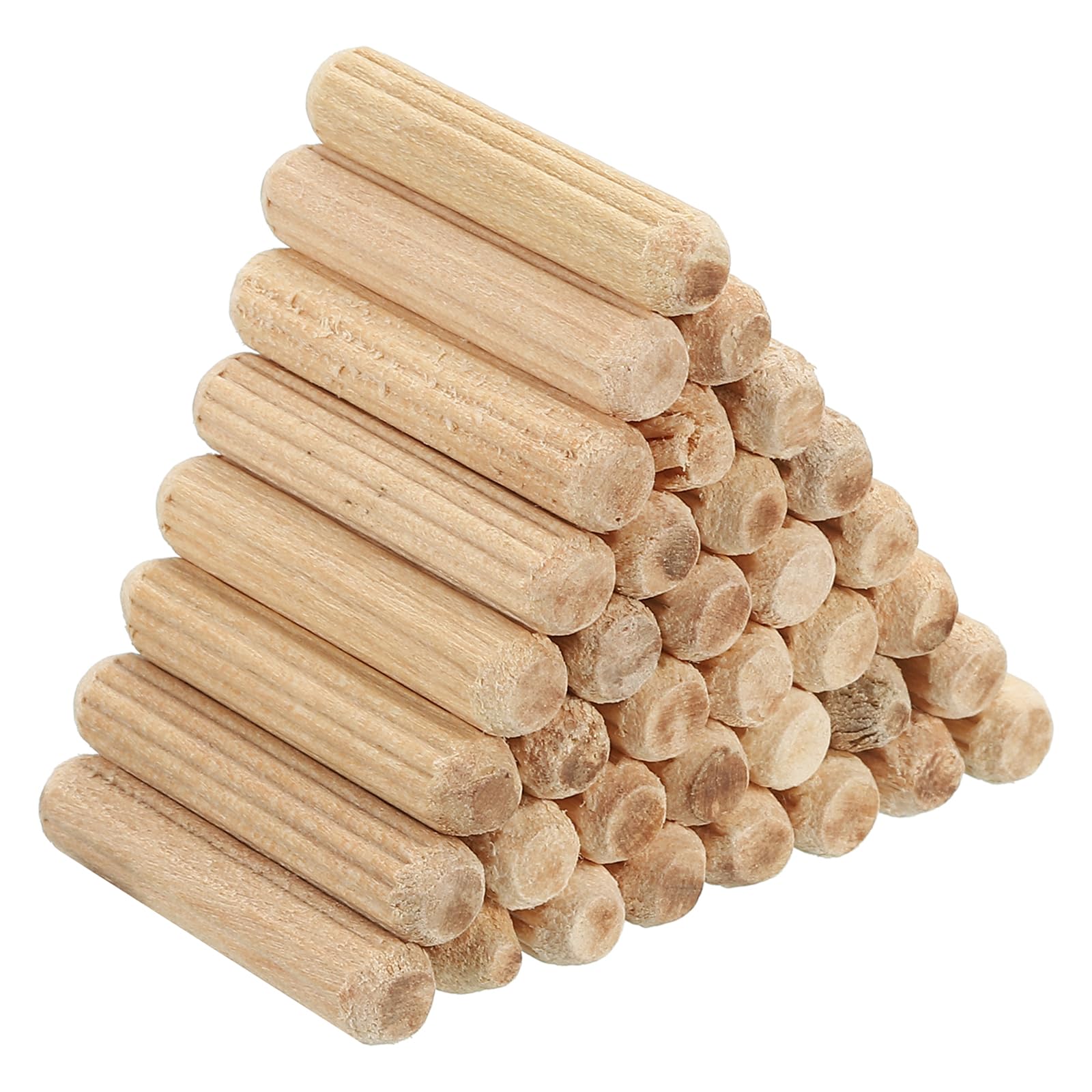 PATIKIL 7/32" x 1-5/32"(6 x 30mm) Wood Dowel Pins, 200 Pack Fluted Wooden Dowel Pin Straight Groove Rods for Furniture Door Art Crafts Projects